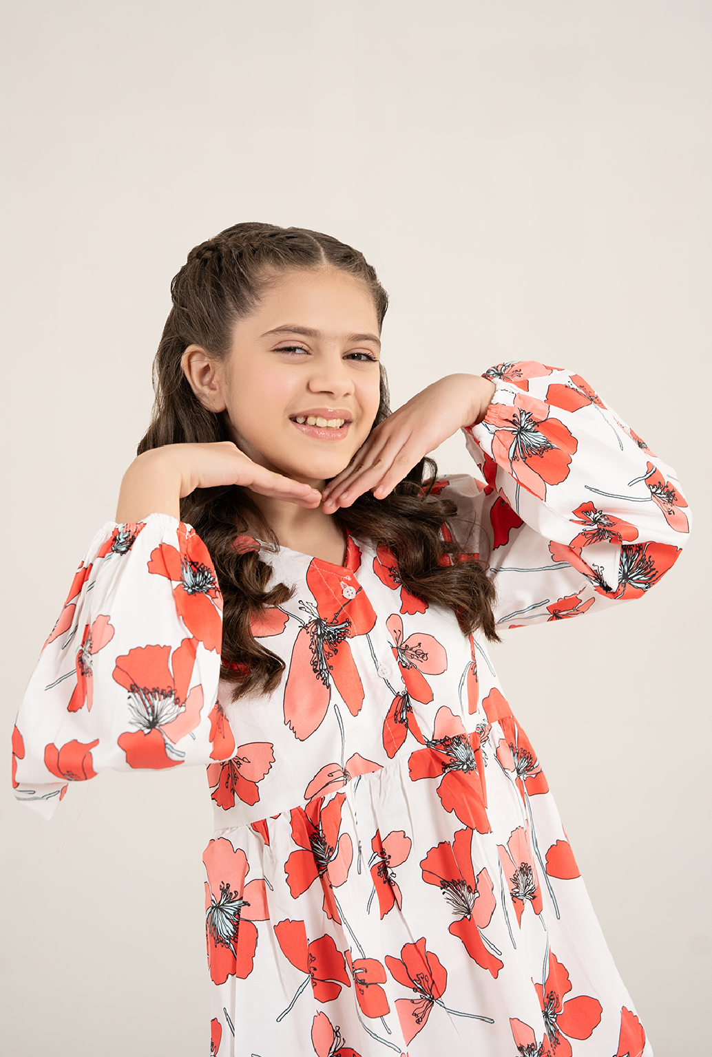 Stylish Floral Hot Peach And White Co-Ord Set Designed