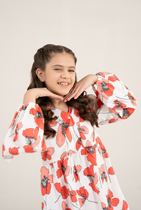 Stylish Floral Hot Peach And White Co-Ord Set Designed