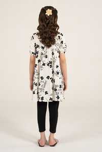 Cream And Black Floral Dress