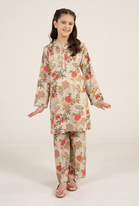 Mid Skin And Hot Pink Floral Print Lawn Cotton