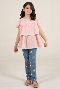 Elegant Pink Pinstripe Cotton Top