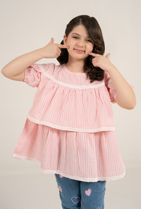 Elegant Pink Pinstripe Cotton Top