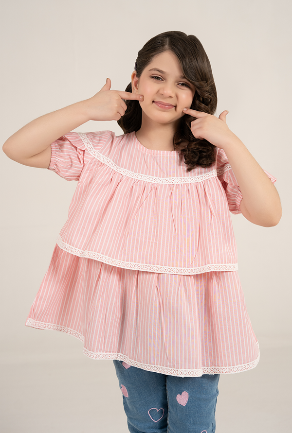 Elegant Pink Pinstripe Cotton Top