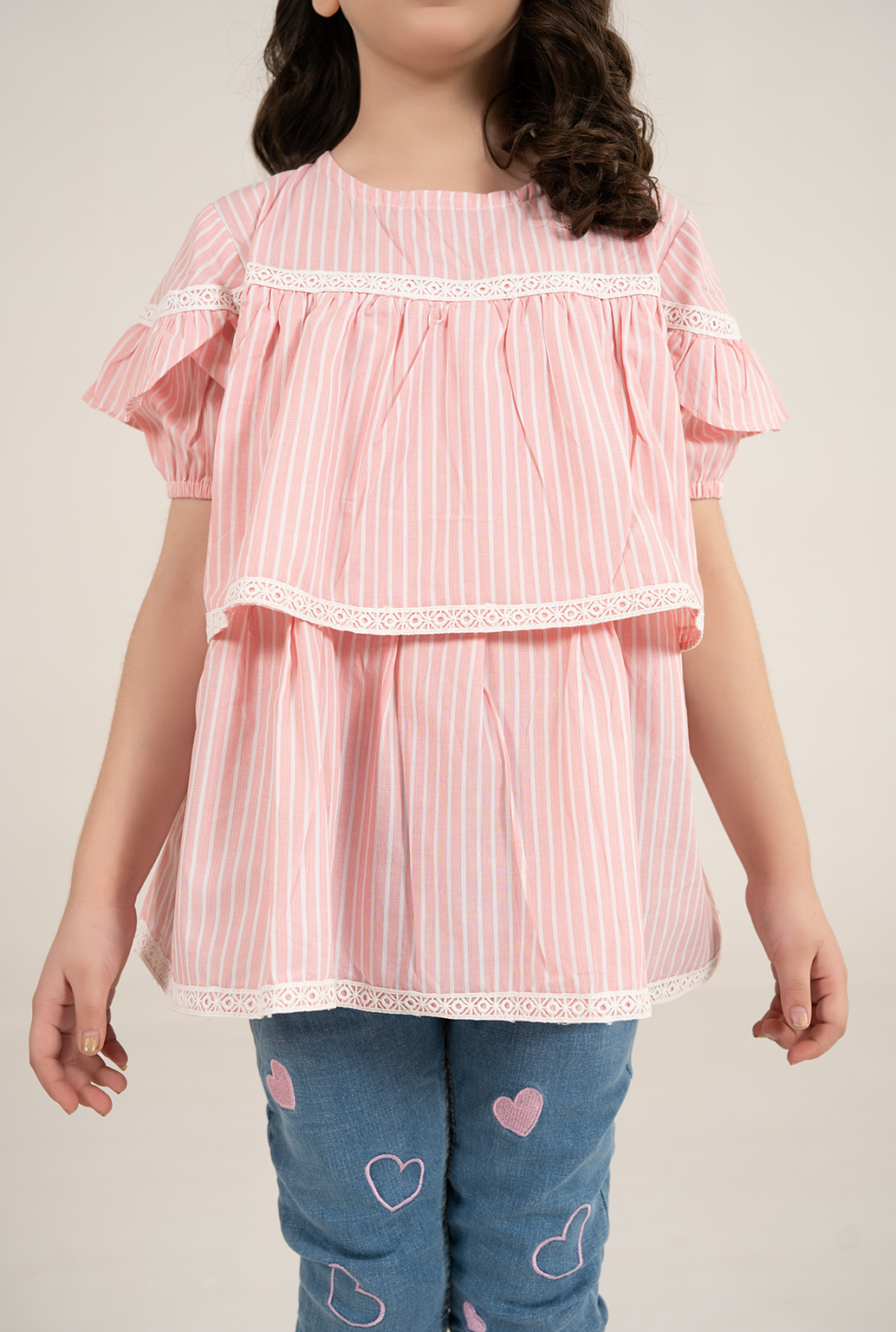 Elegant Pink Pinstripe Cotton Top