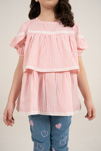 Elegant Pink Pinstripe Cotton Top