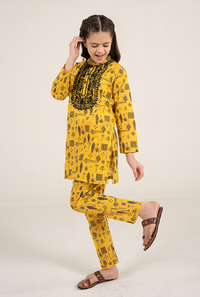 Bana Dora Lawn Floral Print With Black Embroidrey Neck