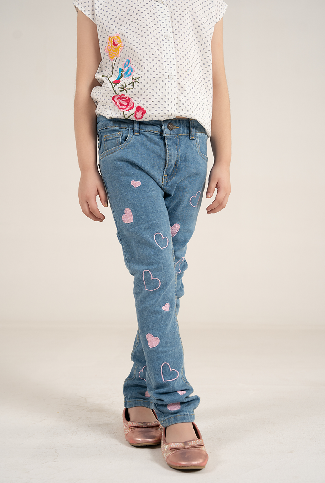 Elegant Dotted All-Over Print Beautiful Floral Embroidery