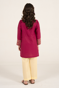 Magenta Colour All Over Front Embroidrey With Lemon Trouser