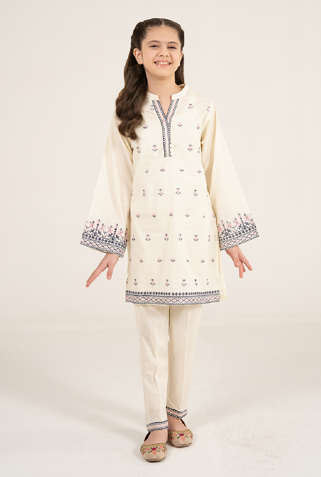 Cream Colour Embroidrey 2 Pices Suit