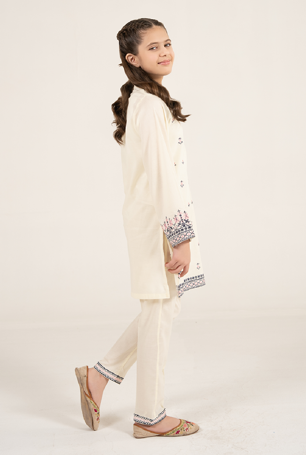 Cream Colour Embroidrey 2 Pices Suit