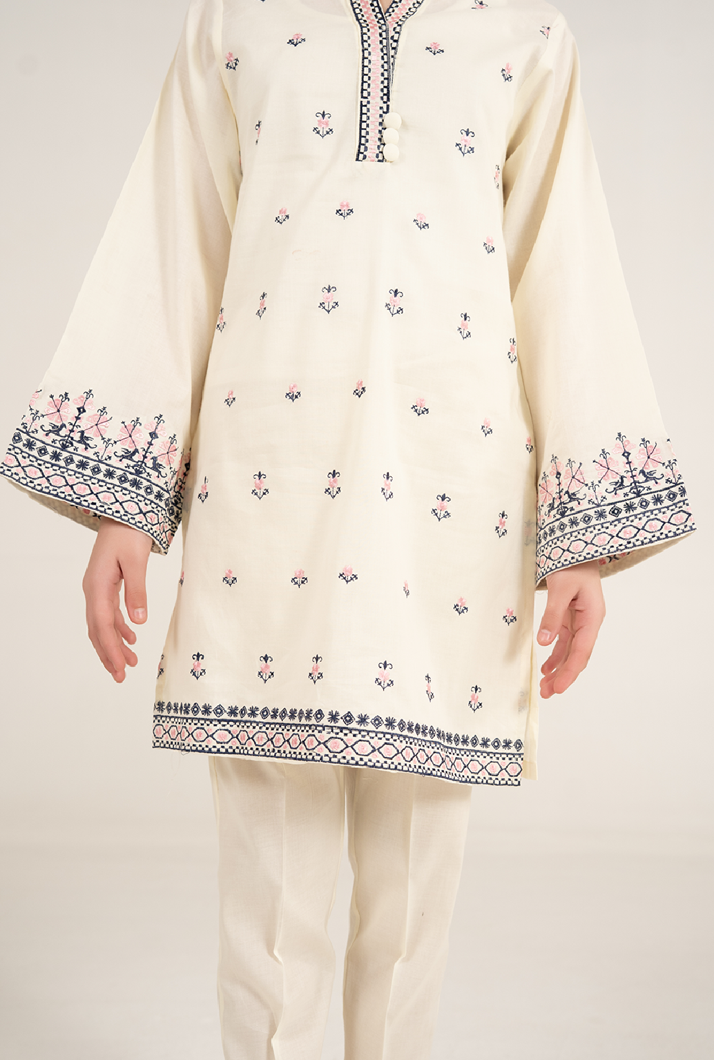 Cream Colour Embroidrey 2 Pices Suit