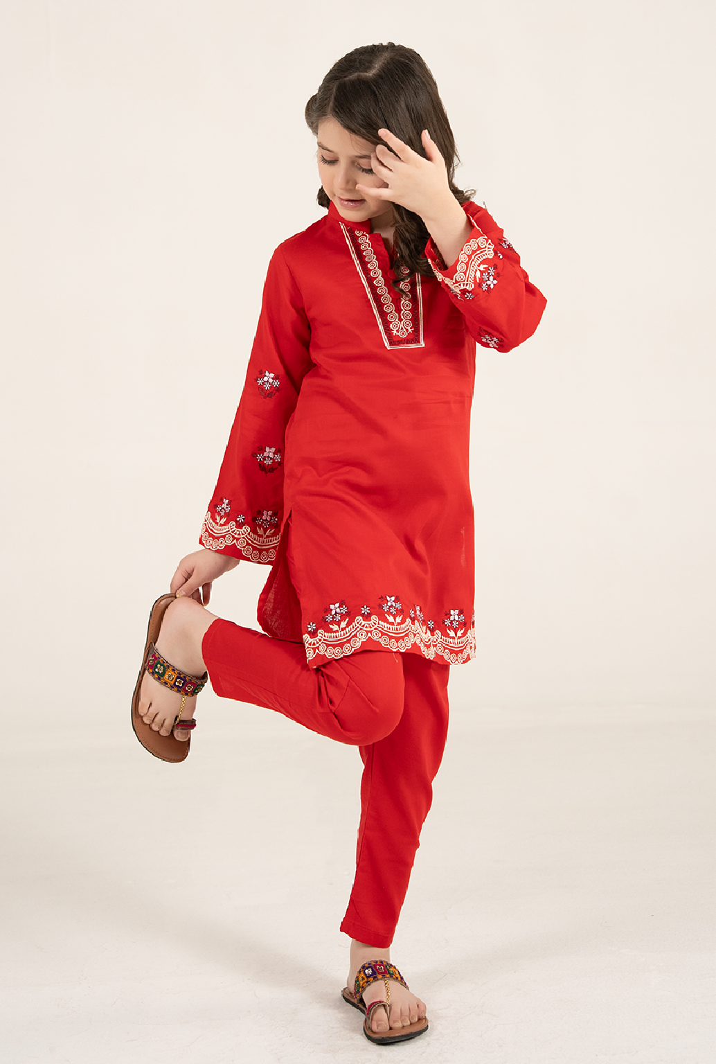 Red Embroidrey 2 Pices Suit