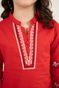 Red Embroidrey 2 Pices Suit
