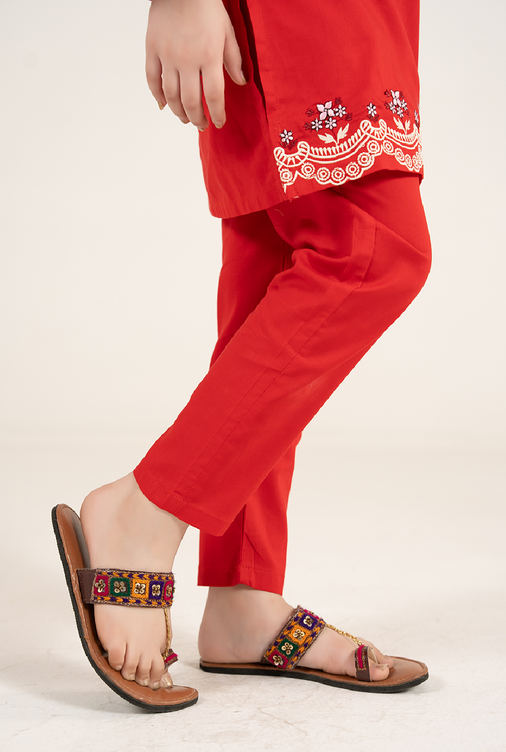 Red Embroidrey 2 Pices Suit