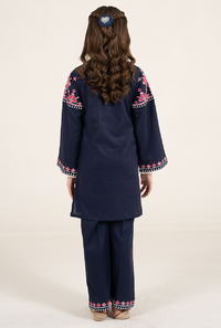 Navy Blue Embroidrey 2 Pices Suit