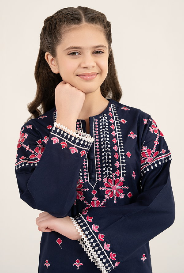 Navy Blue Embroidrey 2 Pices Suit