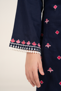 Navy Blue Embroidrey 2 Pices Suit