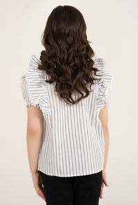 Stylish Girls’ Top Off White And Black Lineing