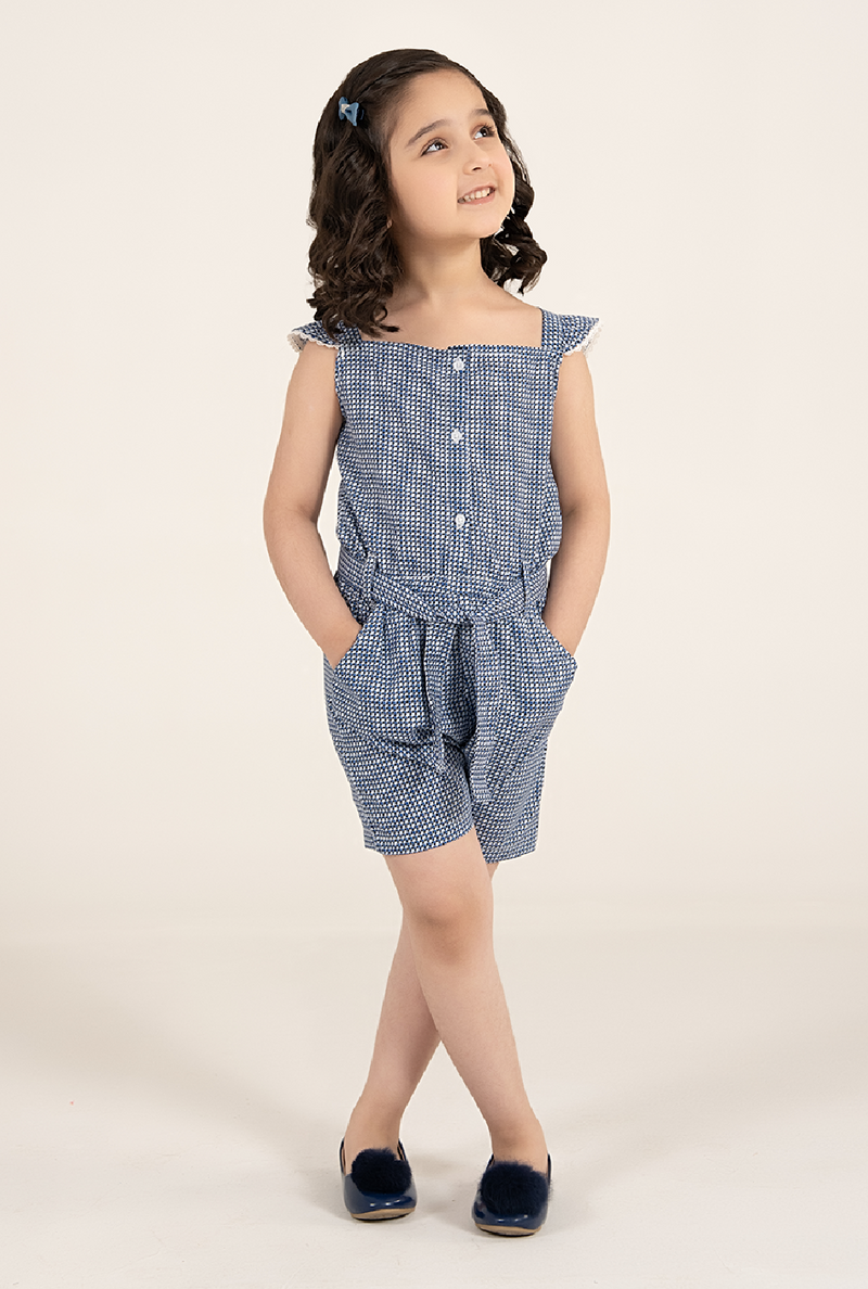 Evening Blue Print Cotton Jumpsuit