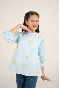 Cool Blue Small Embroidered Motifs