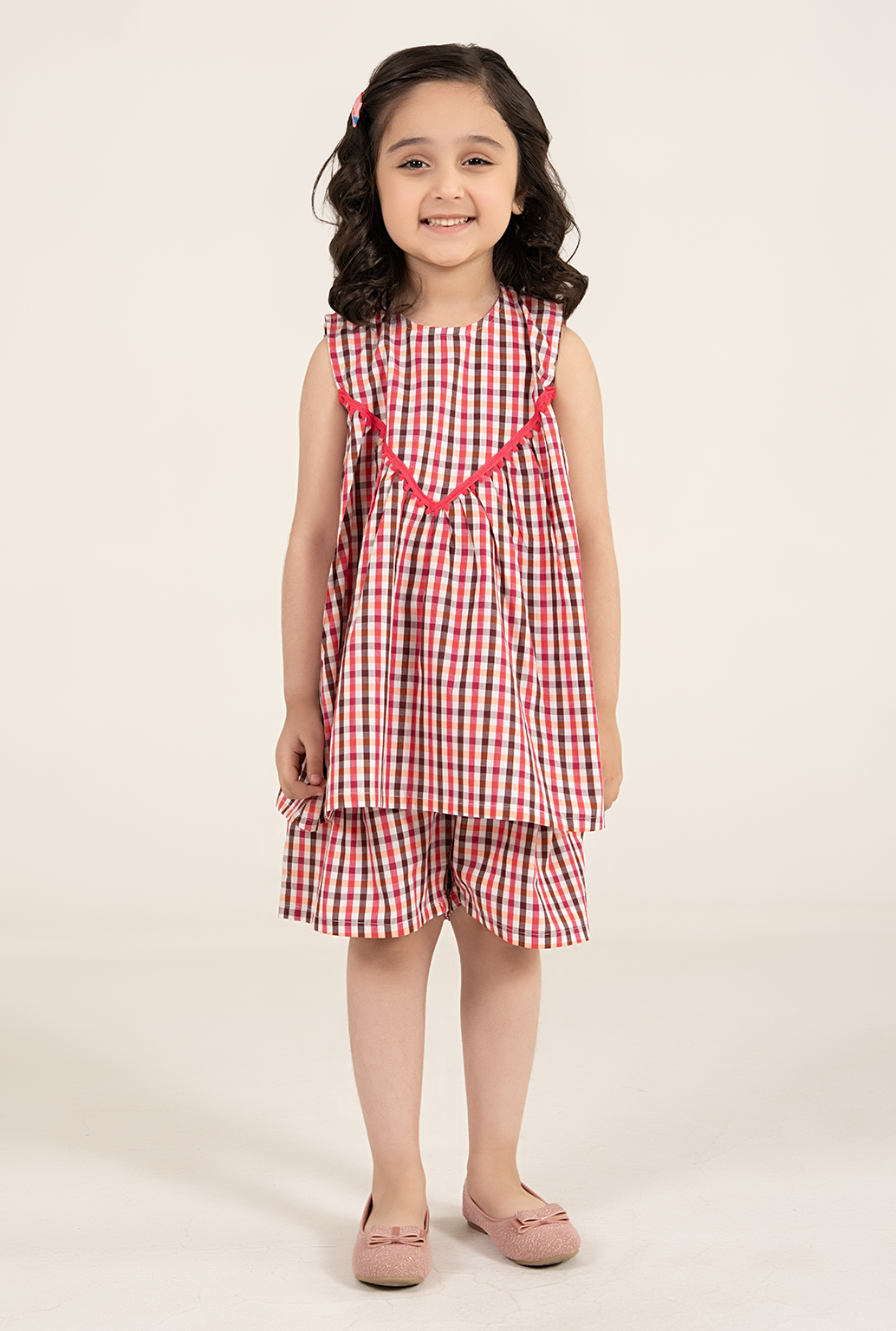 Two-Piece Cotton Check Kids Co-Ord Set
