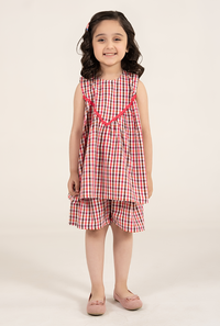 Two-Piece Cotton Check Kids Co-Ord Set