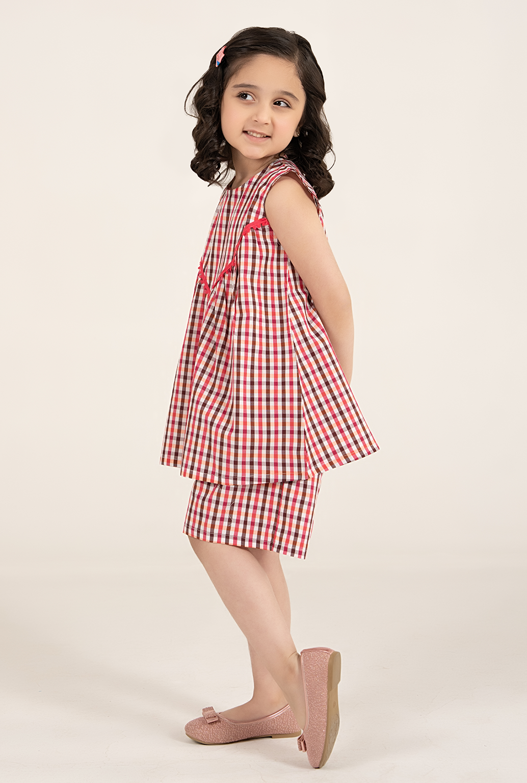 Two-Piece Cotton Check Kids Co-Ord Set
