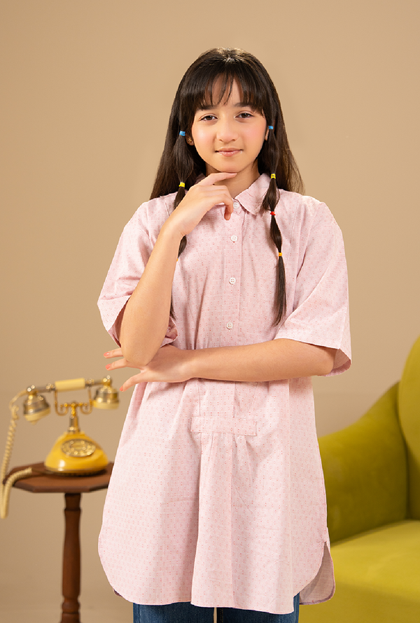 Self Cotton Red Wine Long Top Shirt