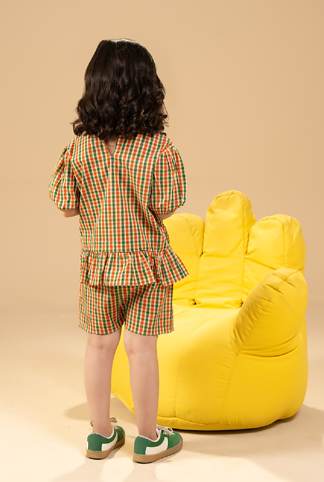 Stylish Check Co_Ord Set With Cute Bow Detail