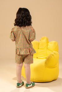 Stylish Check Co_Ord Set With Cute Bow Detail