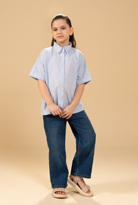 Elegant Dotted Sky Print With Plate Pattern Shirt