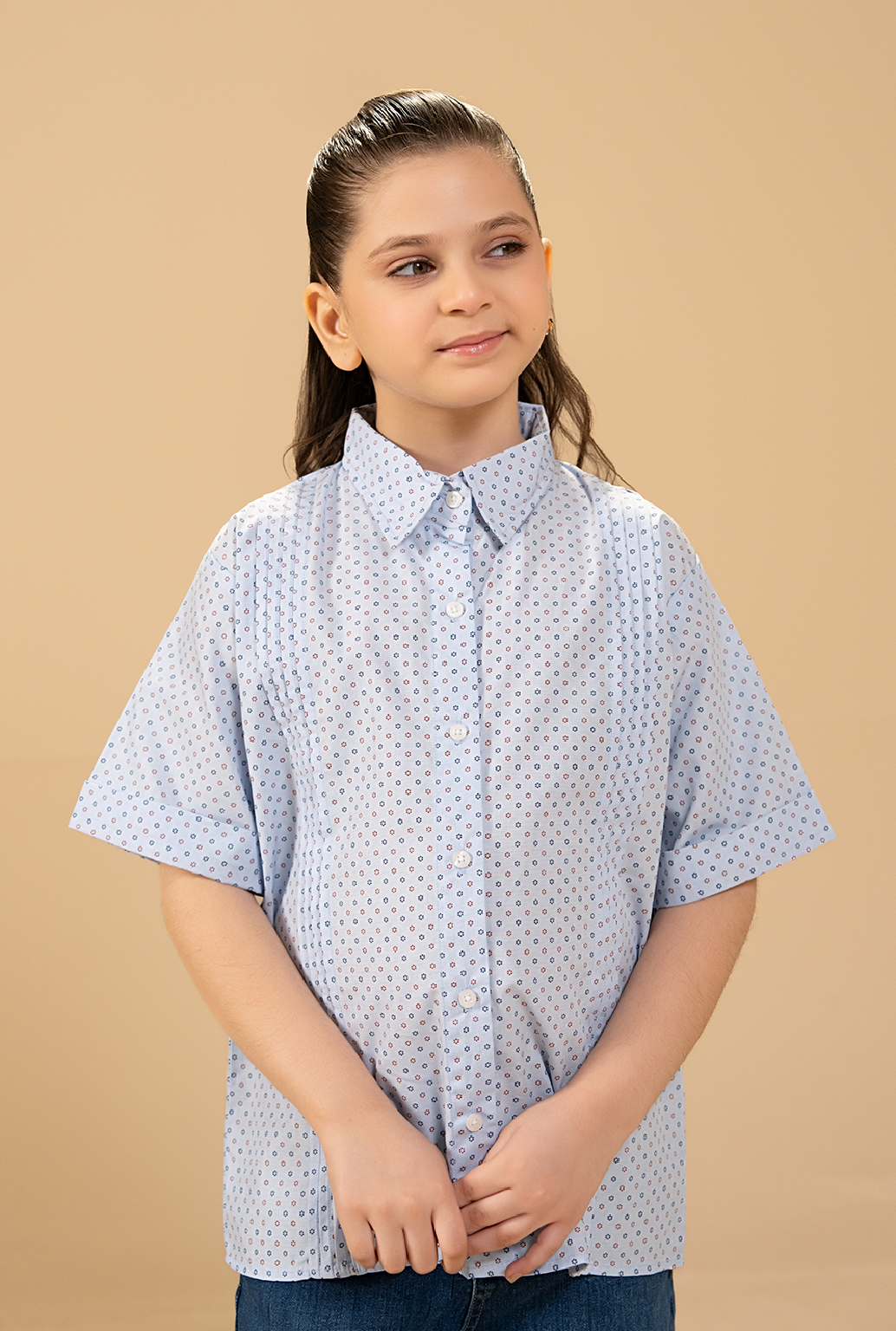 Elegant Dotted Sky Print With Plate Pattern Shirt