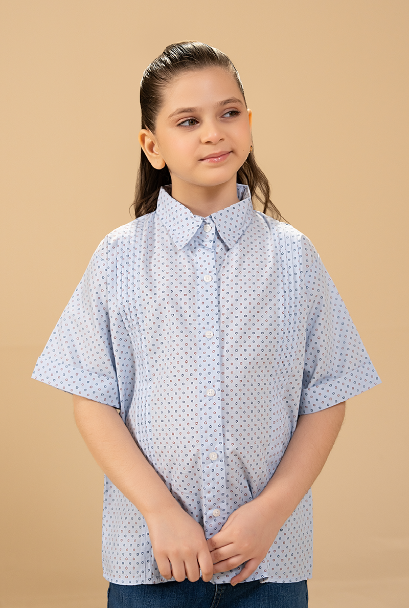 Elegant Dotted Sky Print With Plate Pattern Shirt