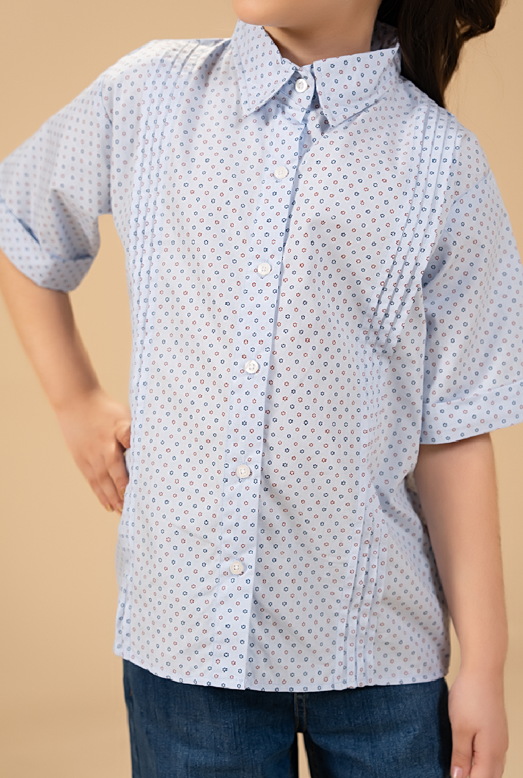 Elegant Dotted Sky Print With Plate Pattern Shirt