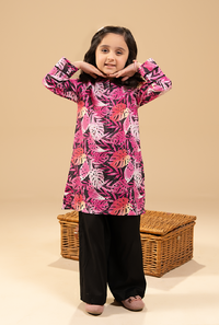 Chicken Kari Kurta With Black Trouser Co Ord Set