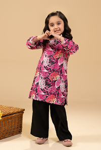 Chicken Kari Kurta With Black Trouser Co Ord Set