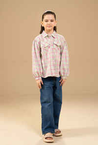 Classic Pink And Green Check Double Pocket Shirt