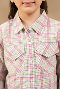 Classic Pink And Green Check Double Pocket Shirt