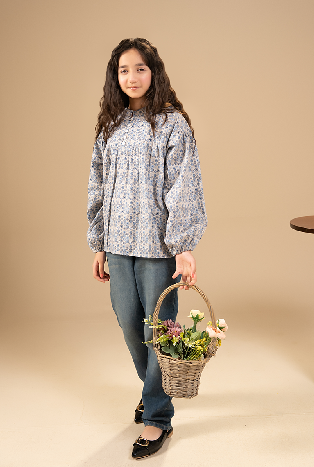 Elegant All-Over Printed Design With Button Detailing