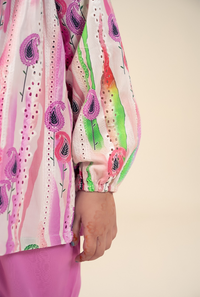 Light And Dark Mix Pink Embroidery Top With Trouser