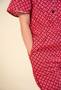 Trendy Carrot Red Printed One-Piece Jumpsuit for Girls