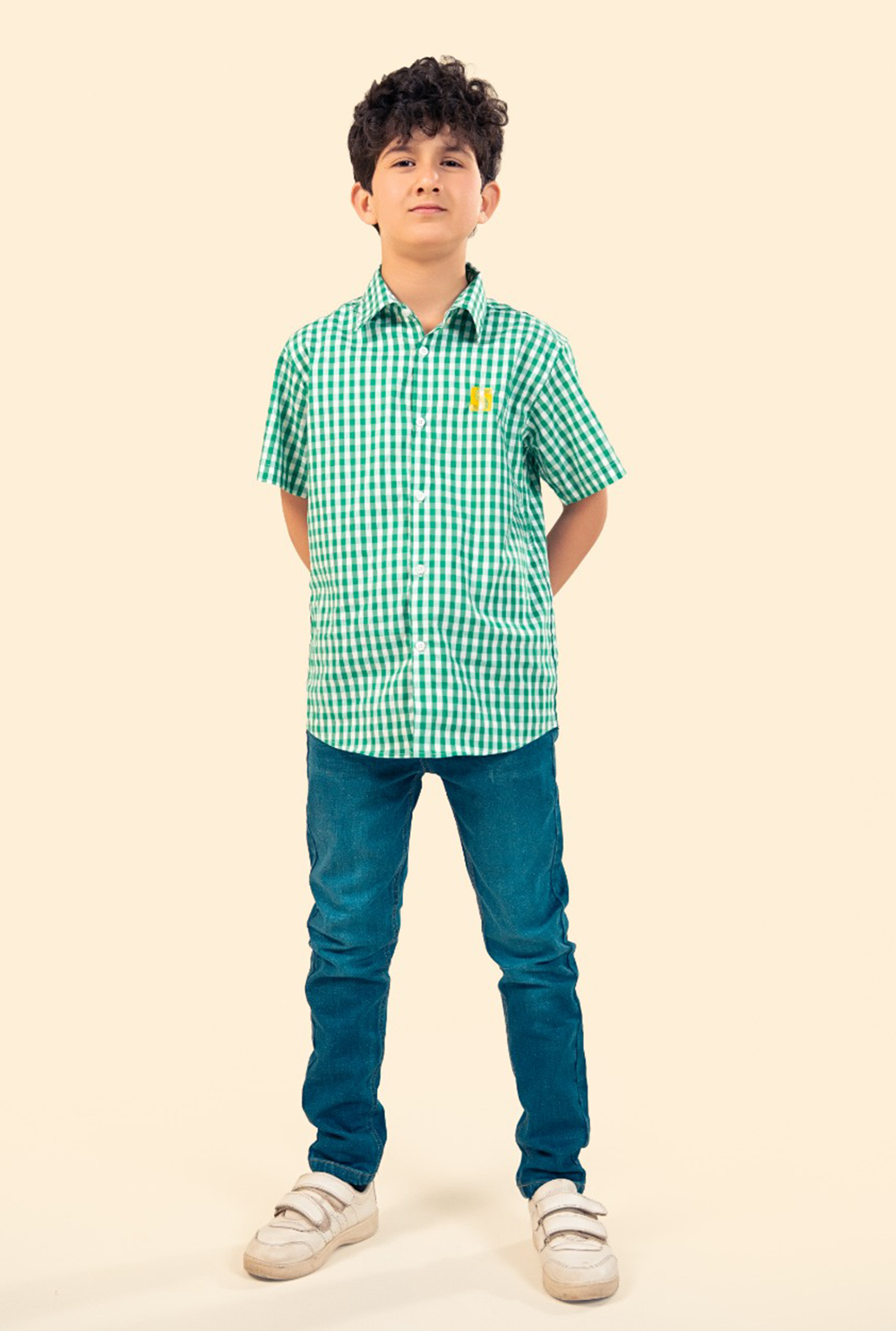 Green And White Cotton Casual Shirt