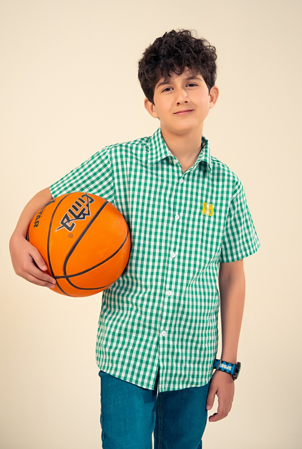 Green And White Cotton Casual Shirt