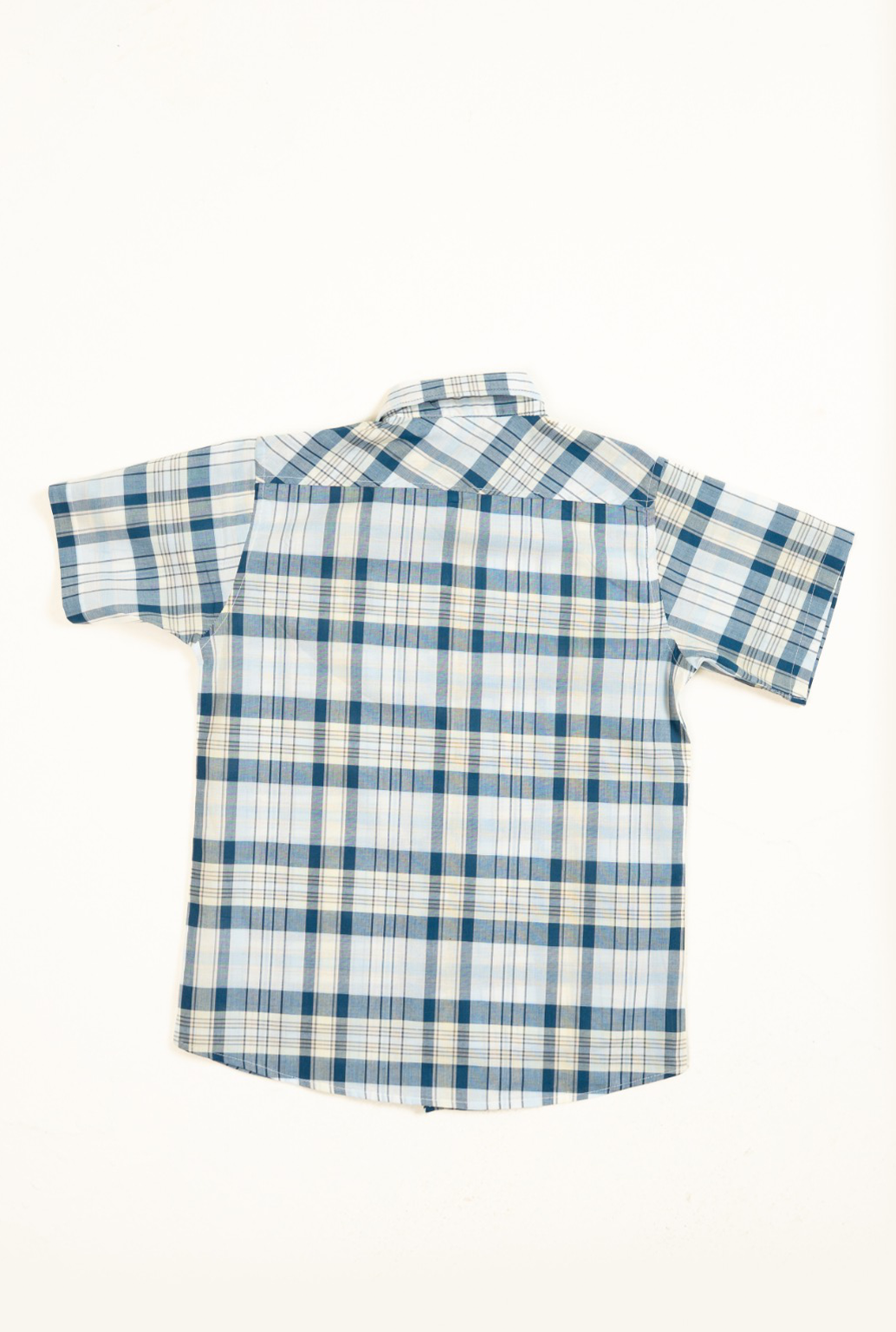 Medium Blue And Skin Check Boys Shirt