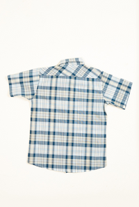 Medium Blue And Skin Check Boys Shirt