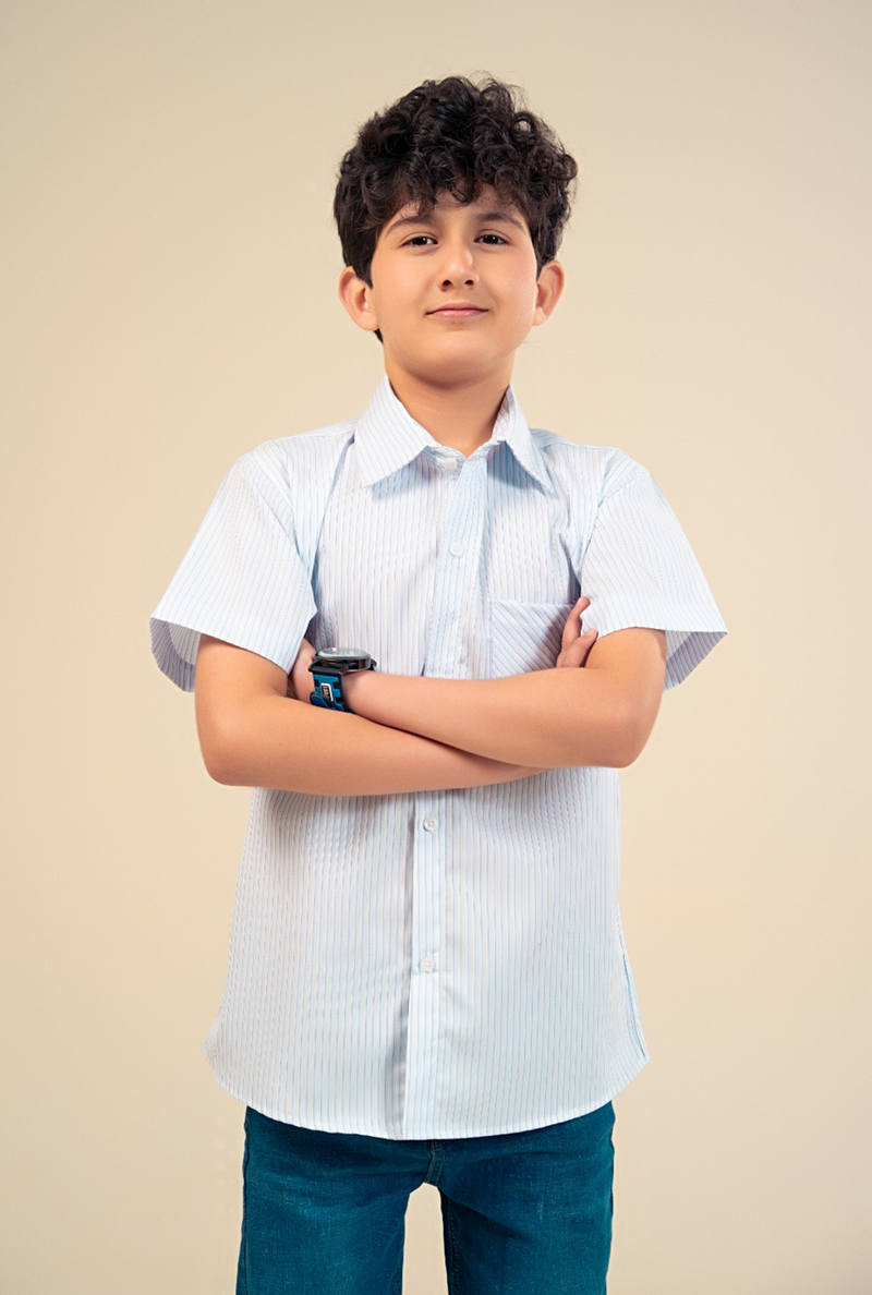 White And Blue Linning Casual Shirt