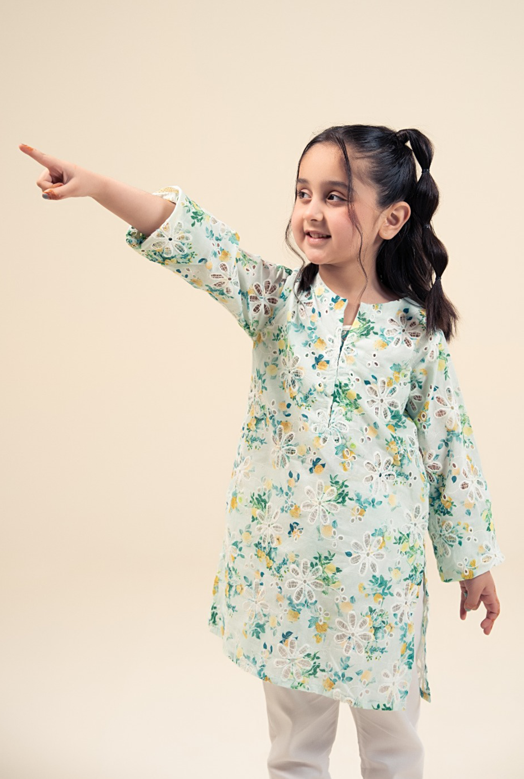 Light Green Floral Chicken Kari Suit