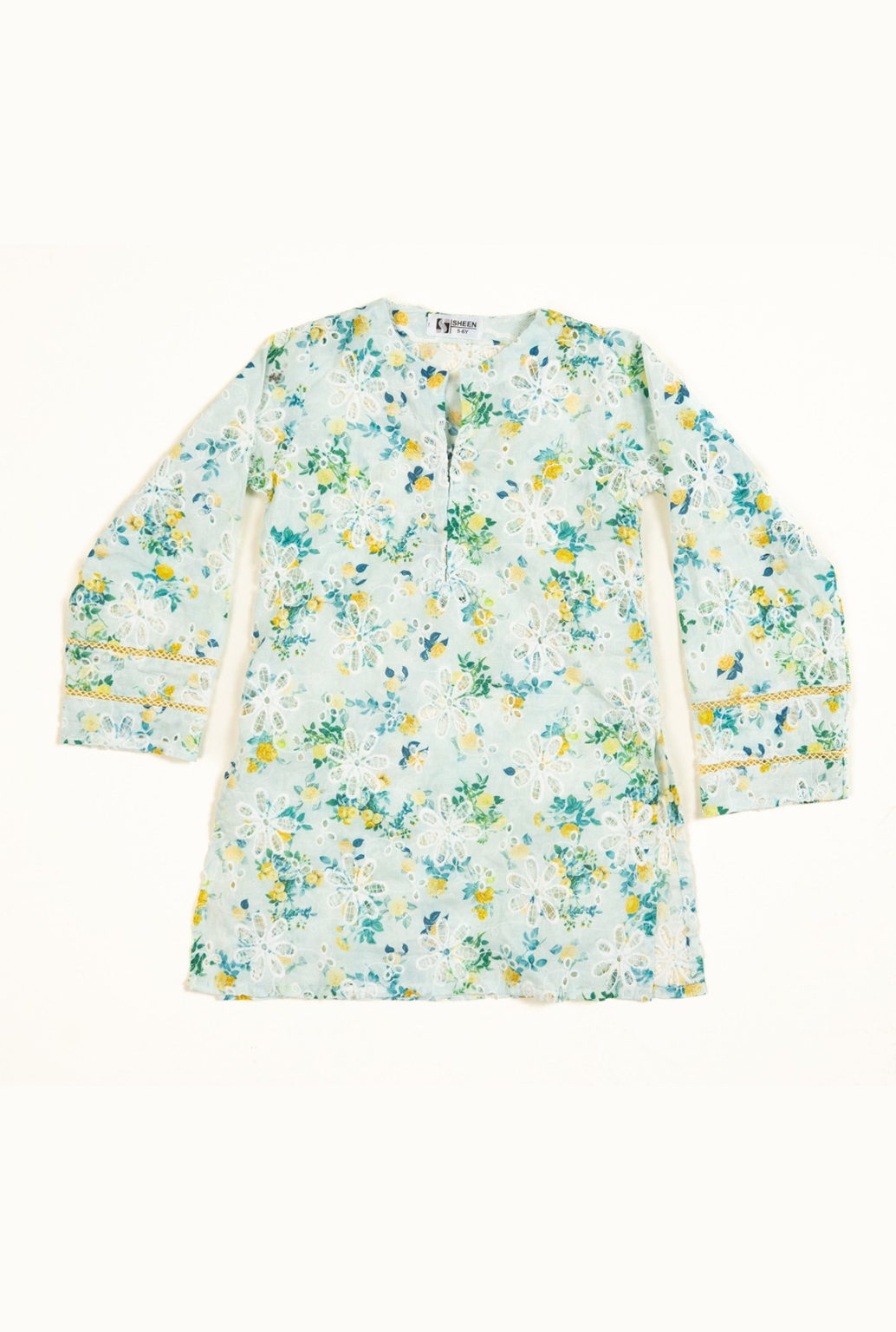 Light Green Floral Chicken Kari Suit