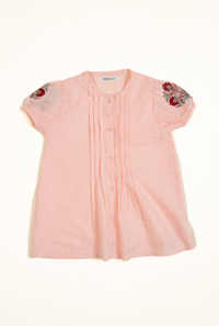 Light Pink Soft Cotton Top With Sleeve Embroidrey