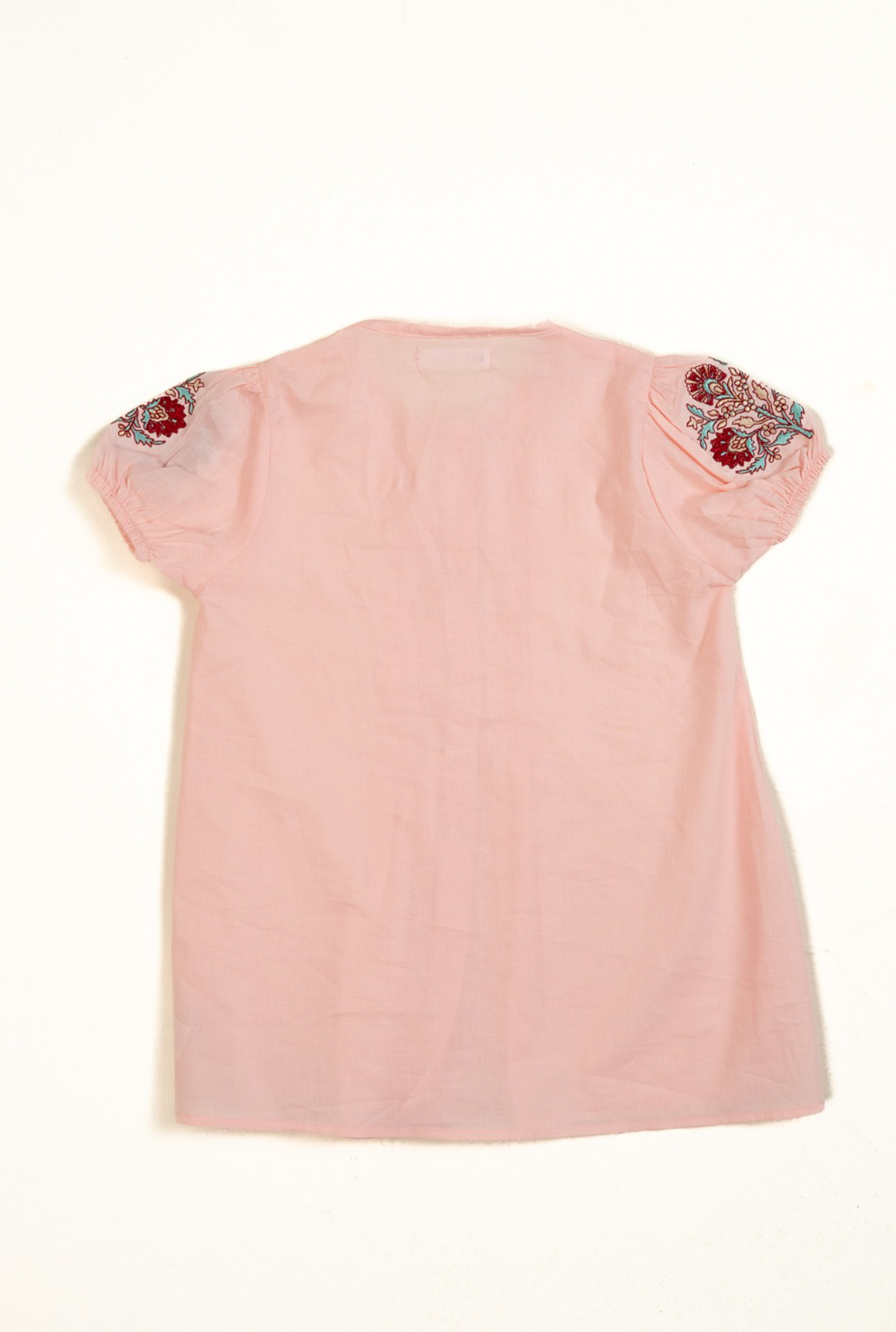 Light Pink Soft Cotton Top With Sleeve Embroidrey